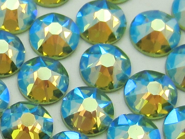 12 pcs. 40ss PERIDOT SHIMMER FLATBACK European Rhinestones